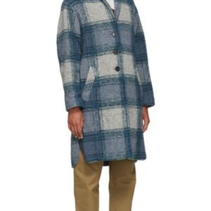Isabel Marant etoile wool check coat in blue size 34.